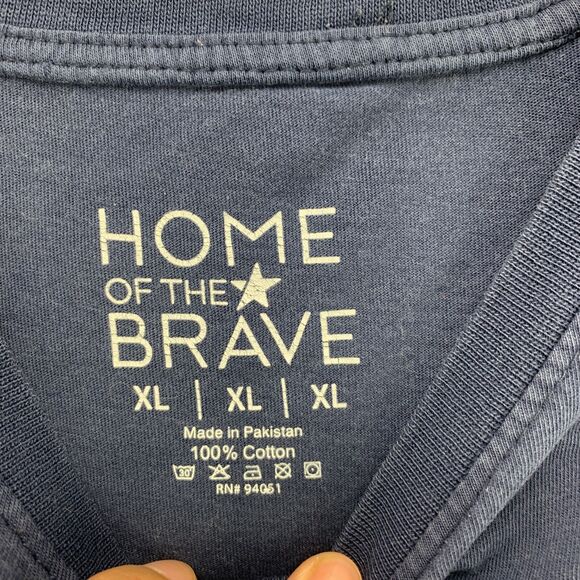 Home Of The Brave T-Shirt XL Blue Adult Short Sleeve Eagle American Flag Graphic - Picture 7 of 11